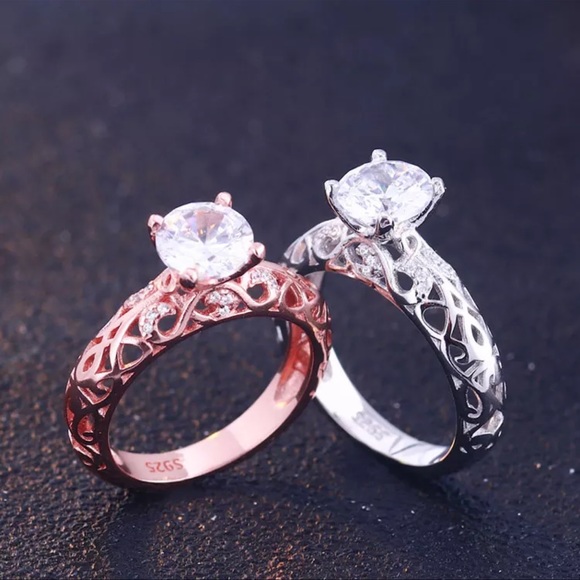 925 sterling Rose ring with zirconia stone - Picture 3 of 4